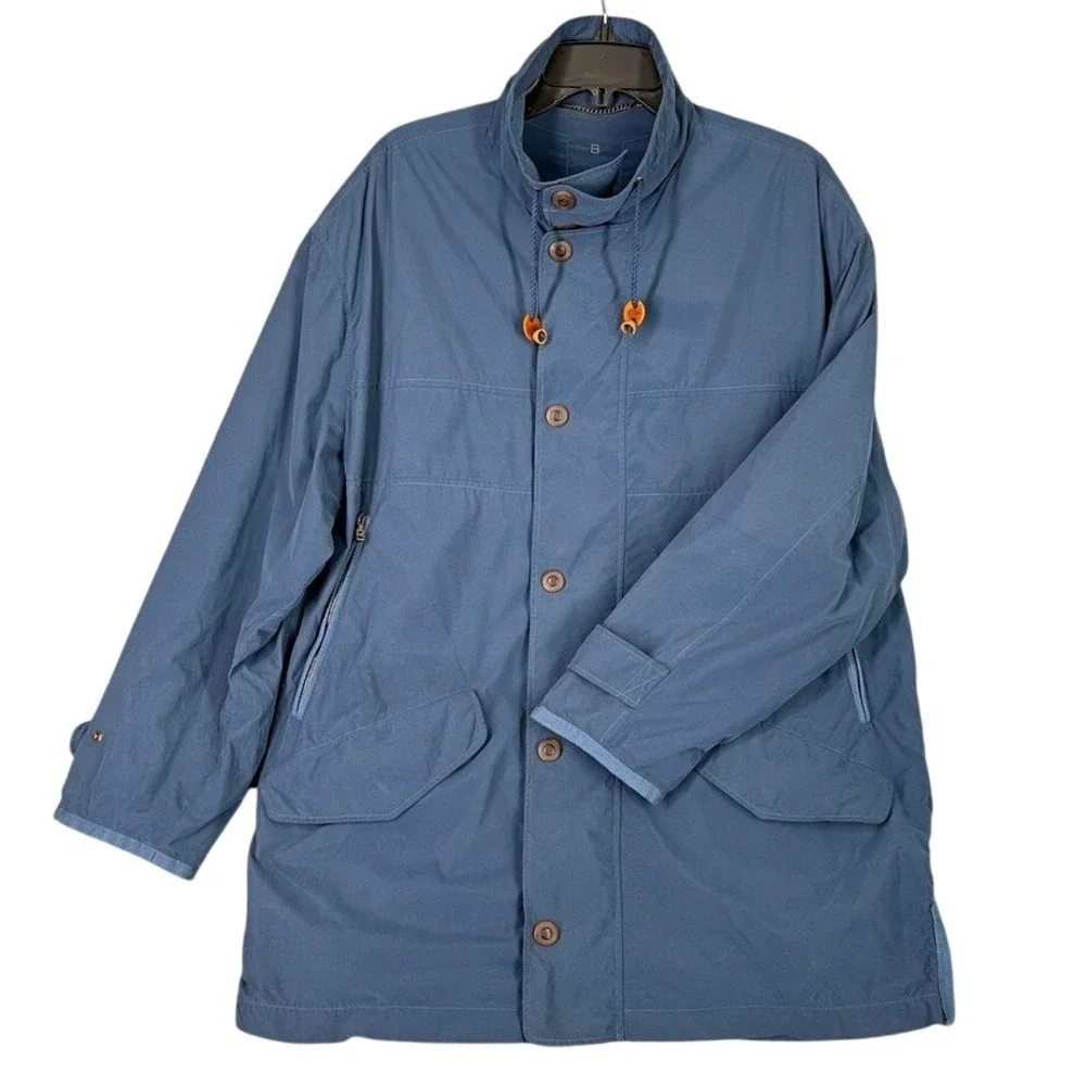 Bogner Jacket Mens‎ L Blue Lightweight Parka Hooded Rain Shell Premium Vintage